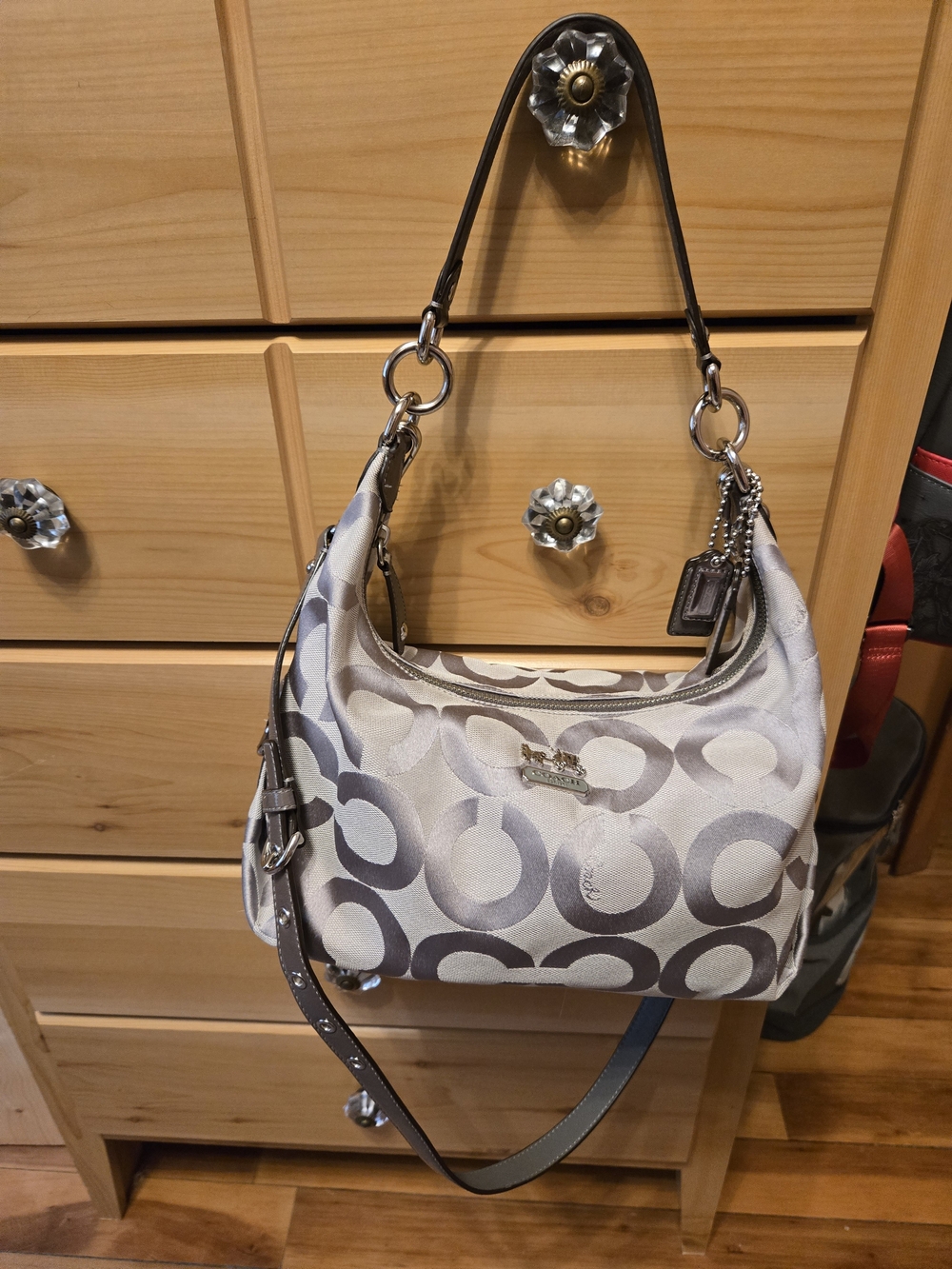 Coach Optic Signature Hobo Bag in Light Grey